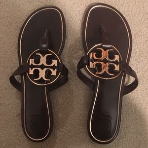 Tory Burch Malbec/Rose Gold Miller Sandals, sz 10